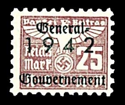 Nazi Party Dues 1942 "Generalgouvernment" Stamp 25 Marks